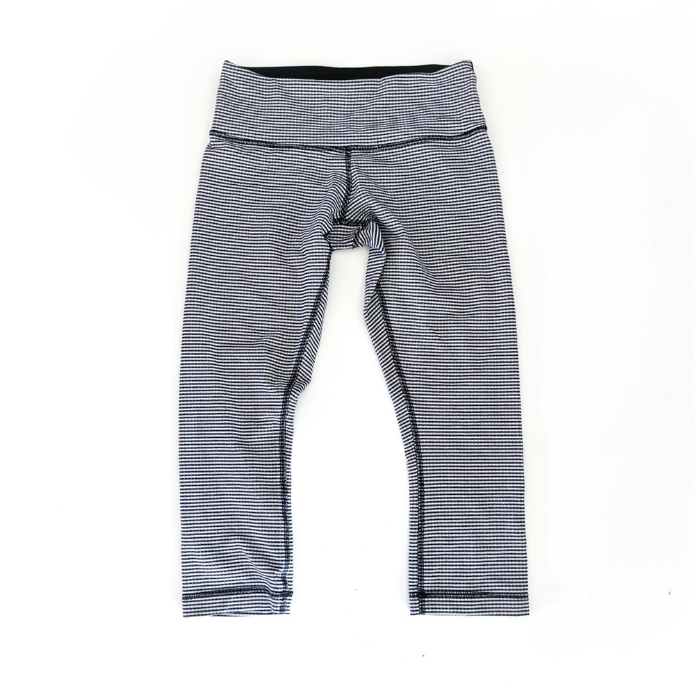 Lululemon Gingham Crop Leggings Blue White Checked Wunder under